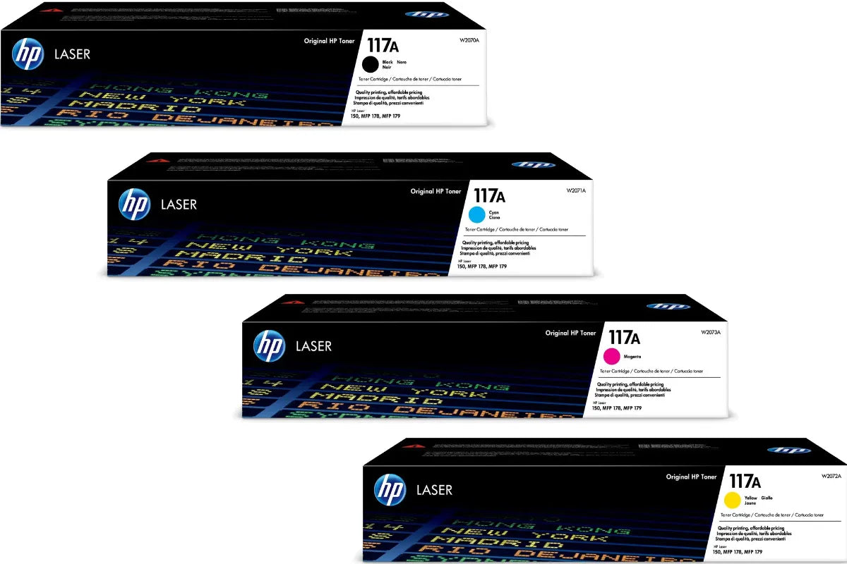 HP 117A / W2070A / W2071A / W2072A / W2073A Toner Sparset schwarz, cyan, magenta, gelb (4 Stück)