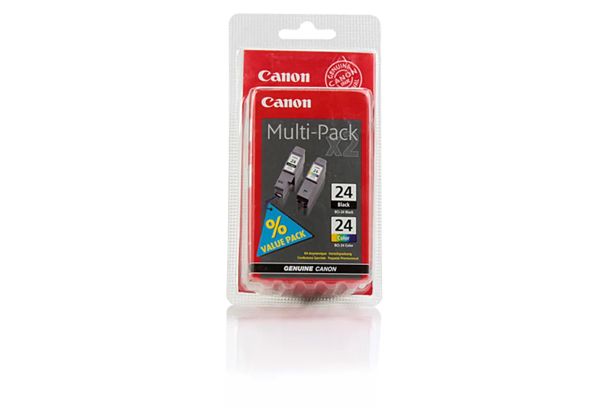 Canon BCI-24 / 6881A051 / 6881A064 Tinten Sparset schwarz, color (2 Stück)