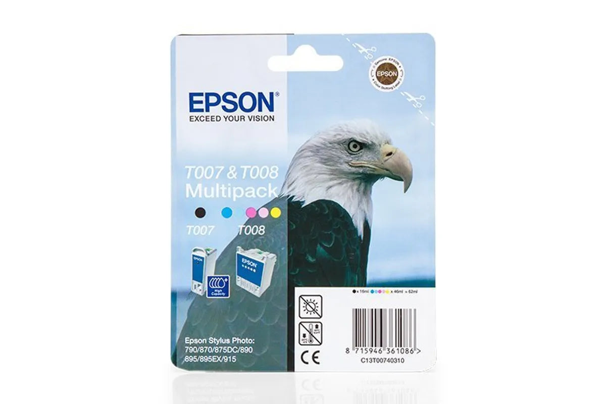 Epson T007 T008 / C13T00740310 Tinten Sparset schwarz, color (2 Stück)