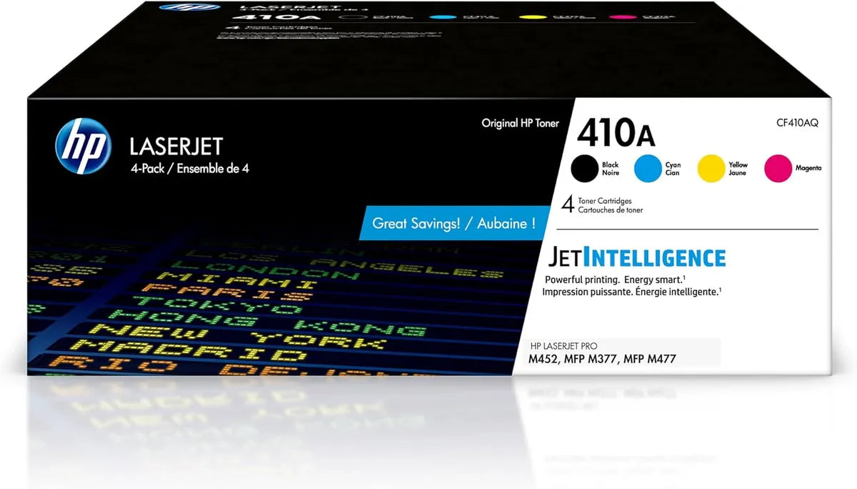 HP 410A / CF410A / CF411A / CF412A / CF413A Toner Sparset schwarz, cyan, magenta, gelb (4 Stück)
