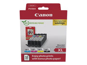 Canon CLI-581XL / 2052C006 Tinten Sparset schwarz, cyan, magenta, gelb (4 Stück) (inkl. 50 Blatt Fotopapier)