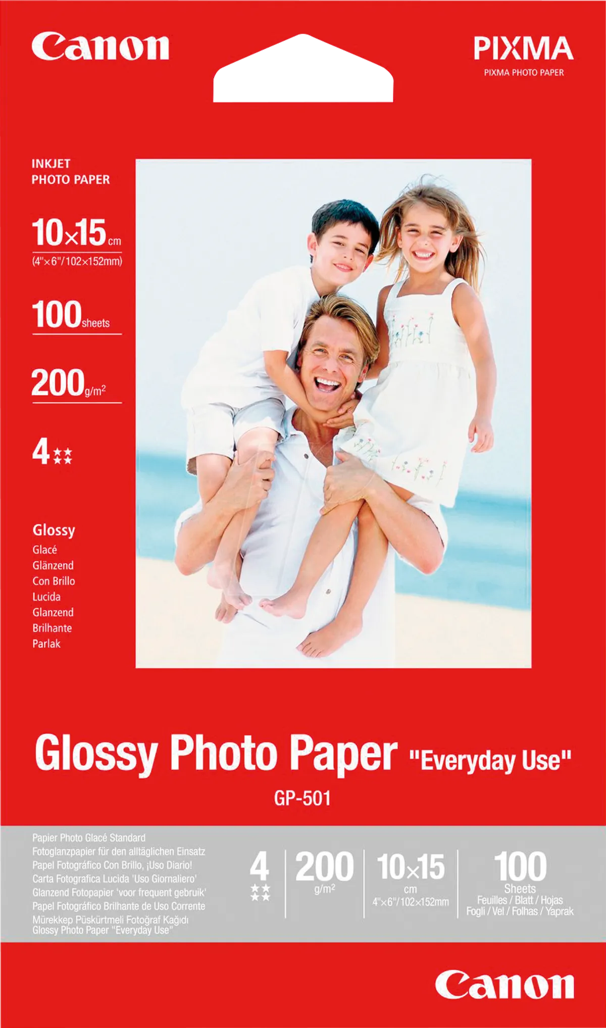 Canon GP-501 / 0775B003 / Glossy Fotopapier (10,2 x 15,2cm, 4''x 6'', 100 Blatt, 200 g/m²)