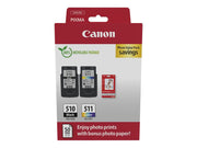 Canon PG-510 & CL-511 / 2970B017 Tinten Sparset schwarz, color (2 Stück) (inkl. 50 Blatt Fotopapier)