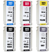 Kompatibel zu HP 727 / B3P19A / B3P20A / B3P21A / B3P22A / B3P23A / B3P24A Tinte cyan, magenta, gelb, matt schwarz, photo schwarz, grau