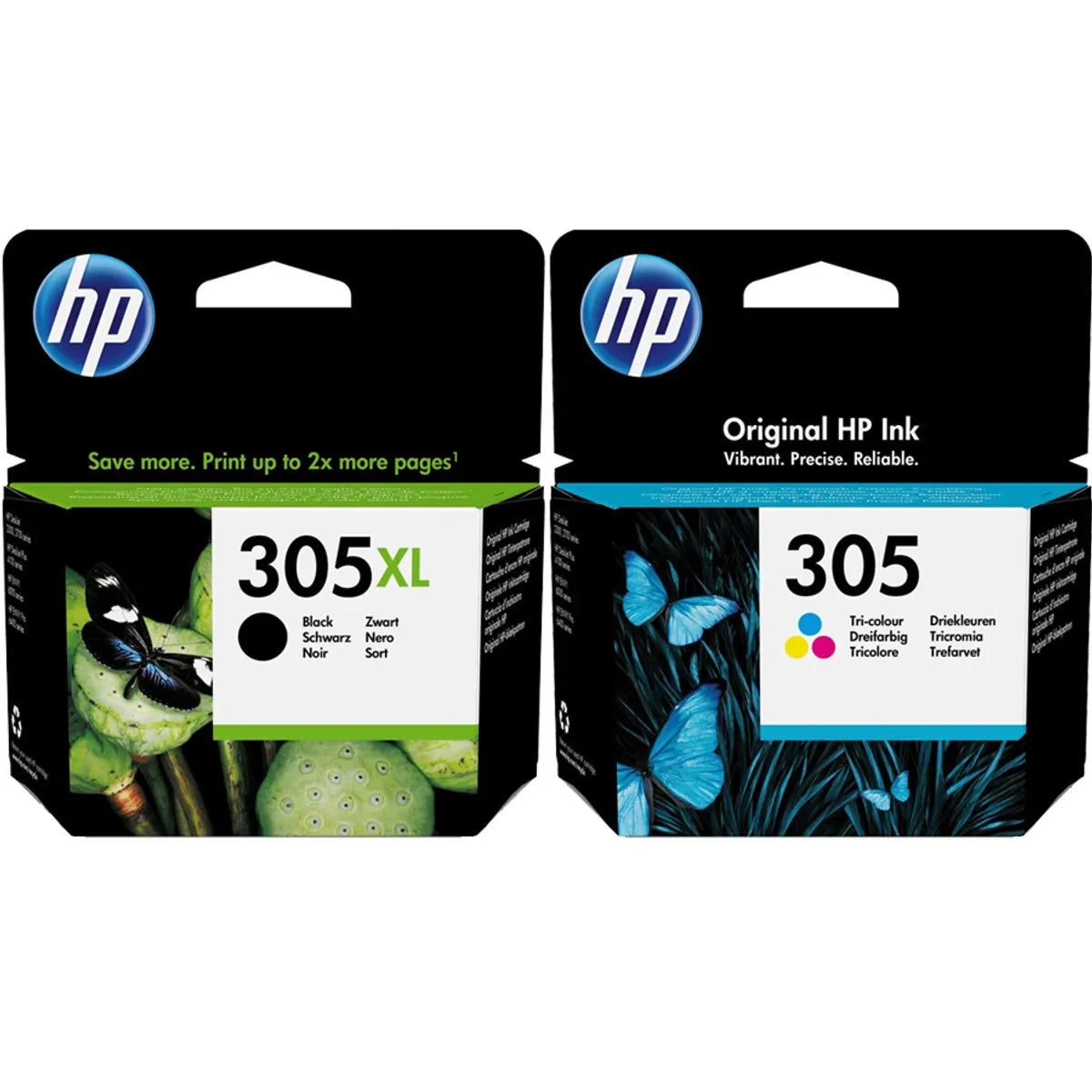 HP 305XL & 305 / 3YM62AE / 3YM60AE Tinten Sparset schwarz, color (2 Stück)