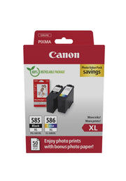 Canon PG-585XL & CL-586XL / 6204C005 Tinten Sparset schwarz, color (2 Stück) (inkl. 50 Blatt Fotopapier)