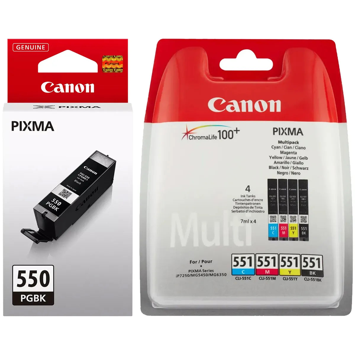 Canon PGI-550 & CLI-551 Tinten Sparset schwarz, cyan, magenta, gelb, photo schwarz (5 Stück)