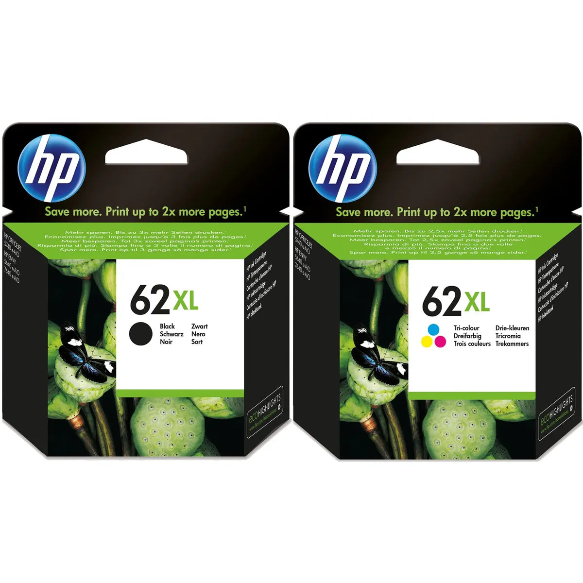 HP 62XL / C2P05AE & C2P07AE Tinten Sparset schwarz, color (2 Stück)