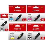 Canon PGI-550XL & CLI-551XL Tinten Sparset schwarz, cyan, magenta, gelb, photo schwarz (5 Stück)