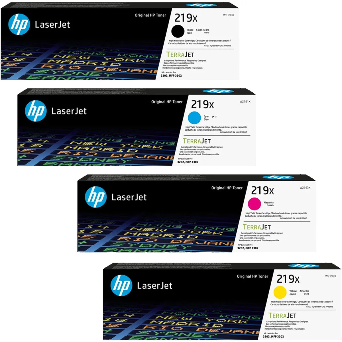 HP 219X / W2190X / W2191X / W2192X / W2193X Toner Sparset schwarz, cyan, magenta, gelb (4 Stück)