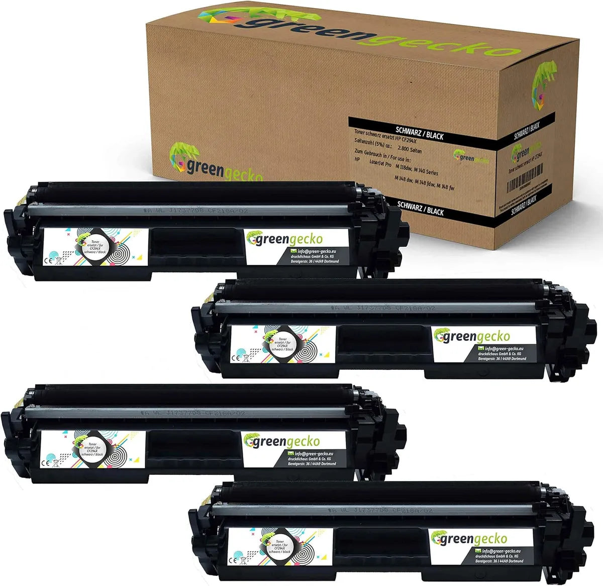 green gecko Toner Sparset kompatibel zu HP 94X / CF294X schwarz (4 Stück)