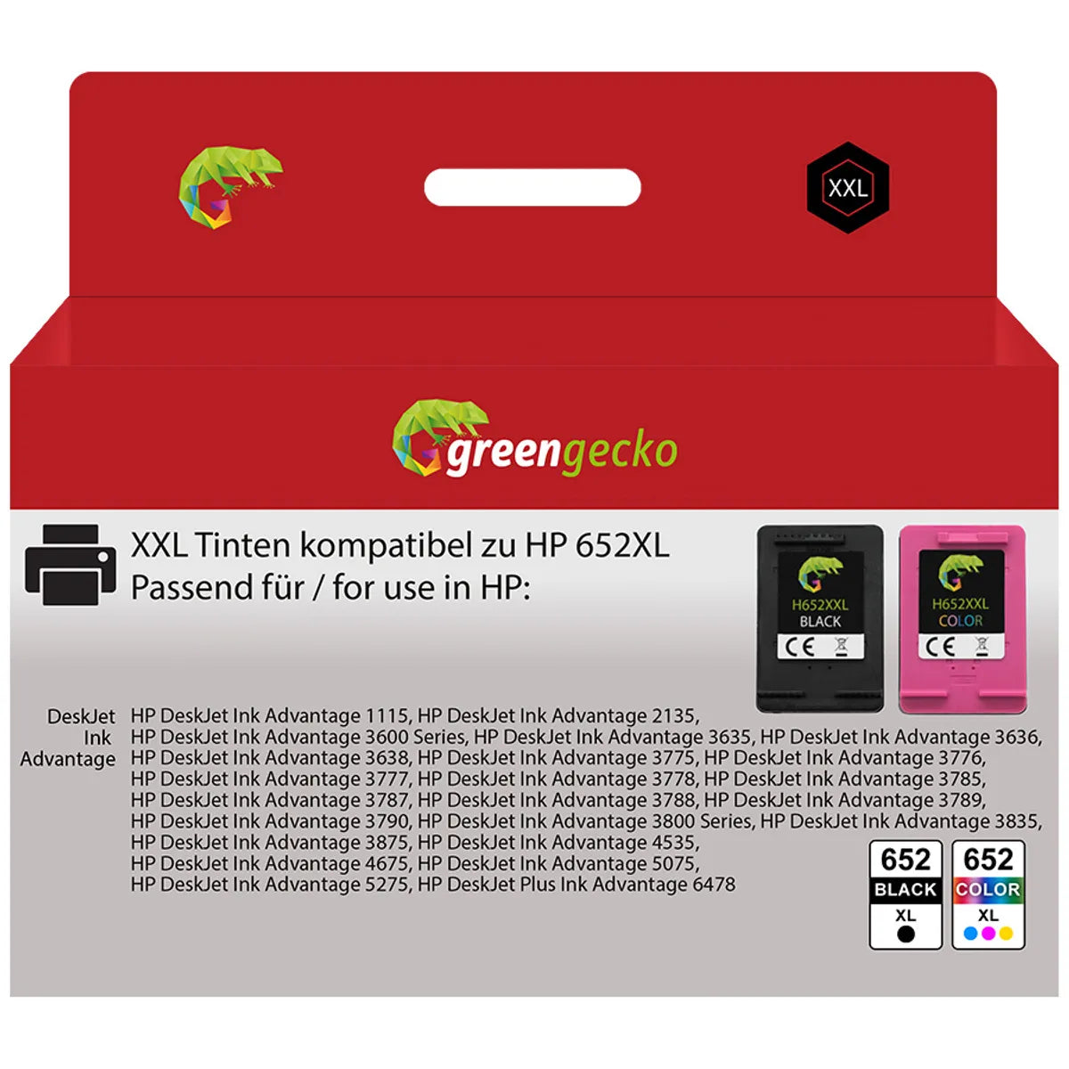 Kompatibel zu HP 652 / F6V25AE & F6V24AE Tinte schwarz, color