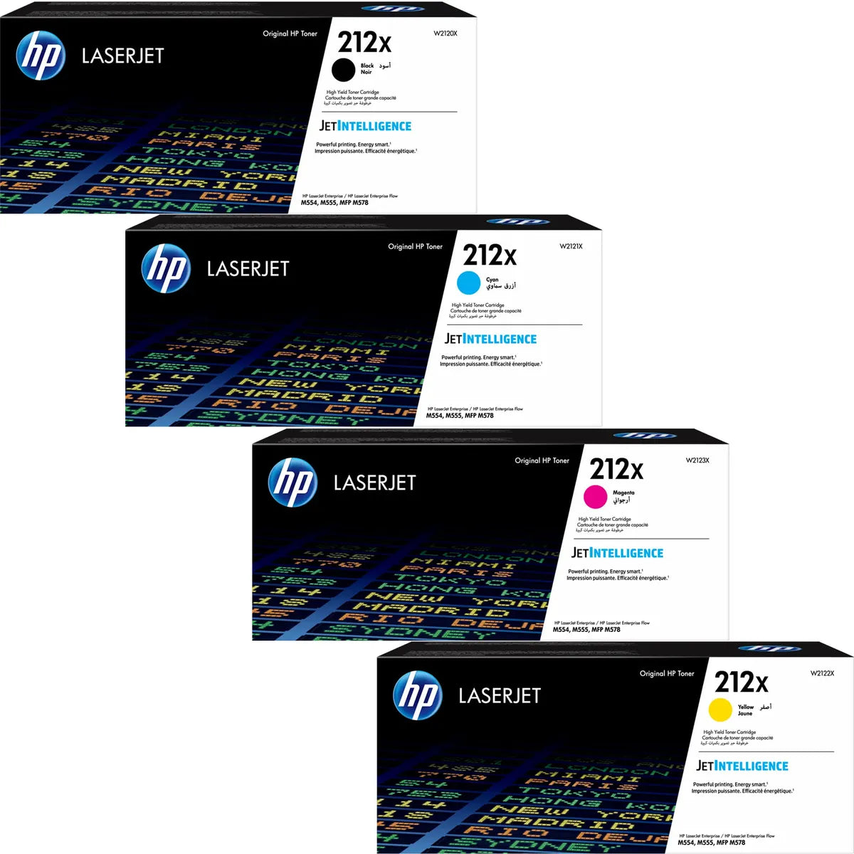HP 212X / W2120X / W2121X / W2122X / W2123X Toner Sparset schwarz, cyan, magenta, gelb (4 Stück)