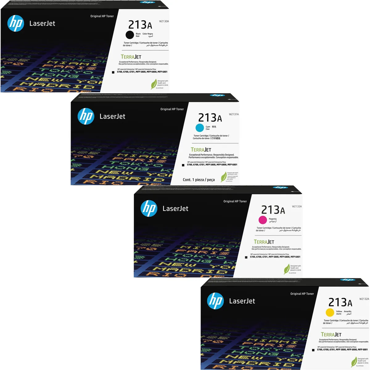 HP 213A / W2130A / W2131A / W2132A / W2133A Toner Sparset schwarz, cyan, magenta, gelb (4 Stück)