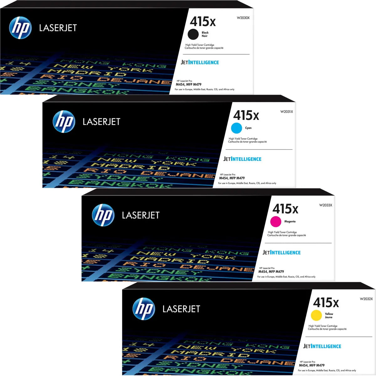 HP 415X / W2030X / W2031X / W2032X / W2033X Toner Sparset schwarz, cyan, magenta, gelb (4 Stück)