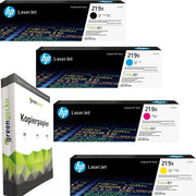 HP 219X / W2190X / W2191X / W2192X / W2193X Toner Sparset schwarz, cyan, magenta, gelb (4 Stück) & green gecko Kopierpapier