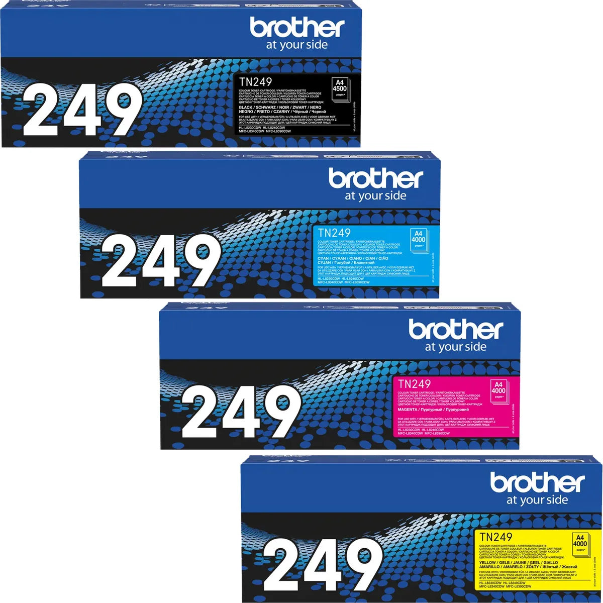 Brother TN-249VAL / TN-249CMYK Toner Sparset schwarz, cyan, magenta, gelb (4 Stück)