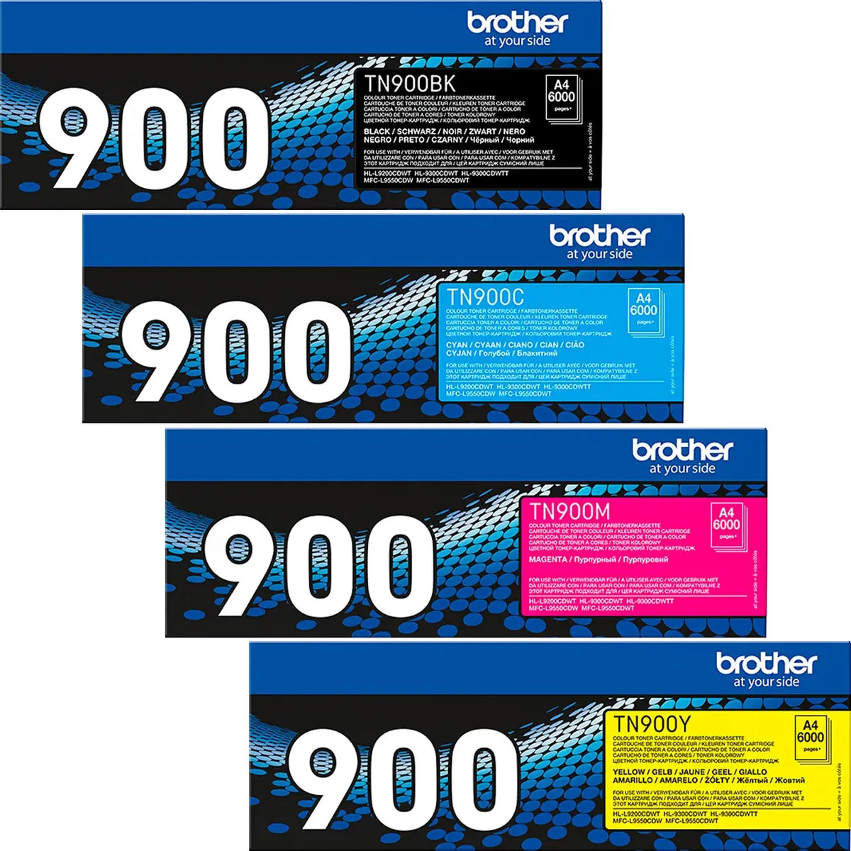 Brother TN-900VAL / TN-900CMYK Toner Sparset schwarz, cyan, magenta, gelb (4 Stück)