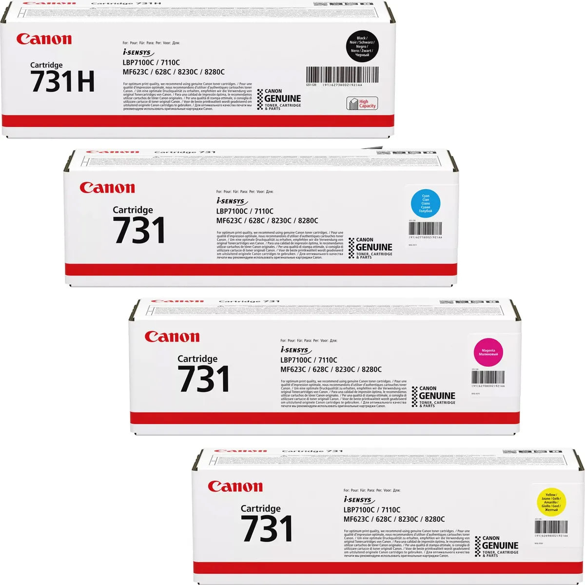 Canon 731H / 731 Toner Sparset schwarz, cyan, magenta, gelb (4 Stück)