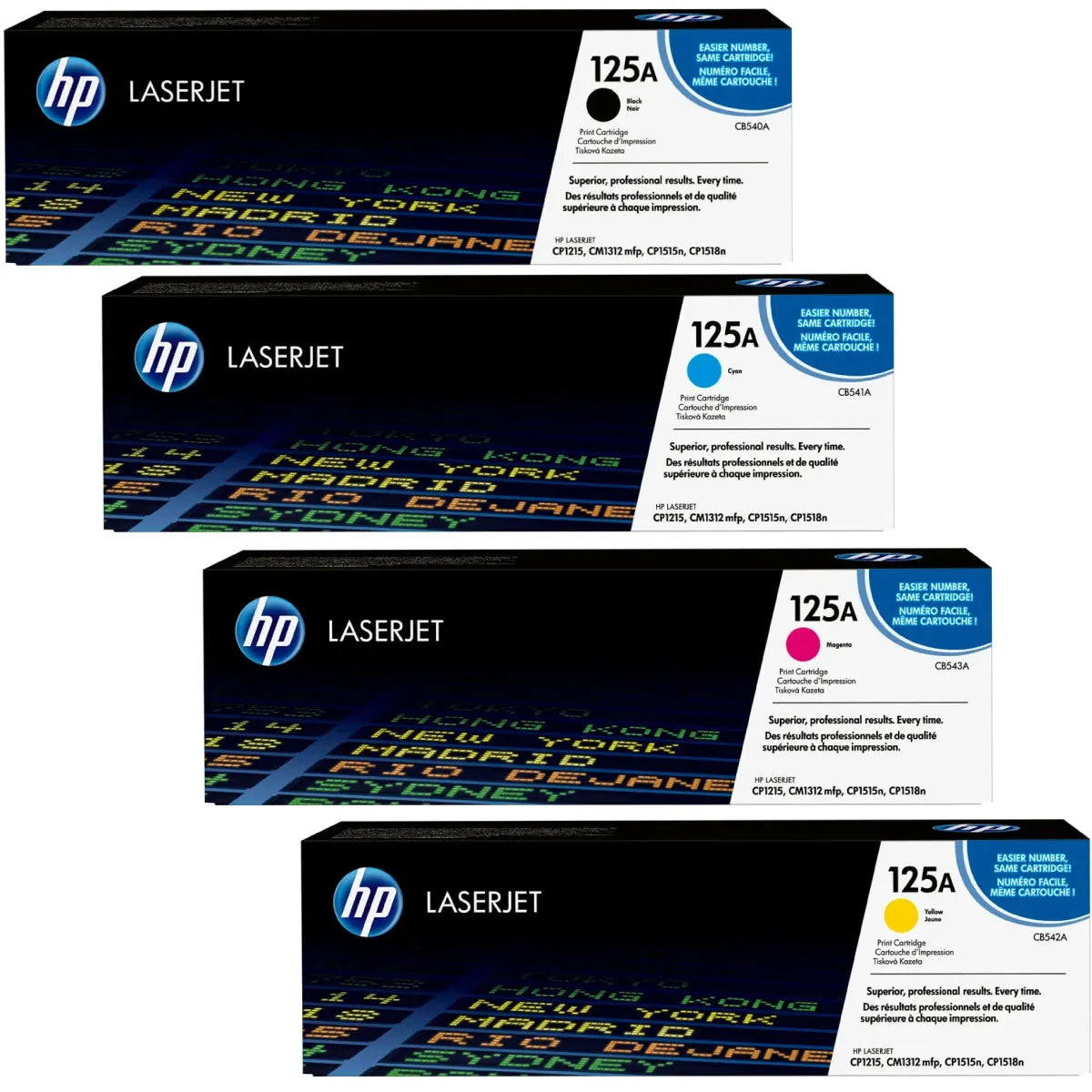 HP 125A / CB540A / CB541A / CB542A / CB543A Toner Sparset schwarz, cyan, magenta, gelb (4 Stück)