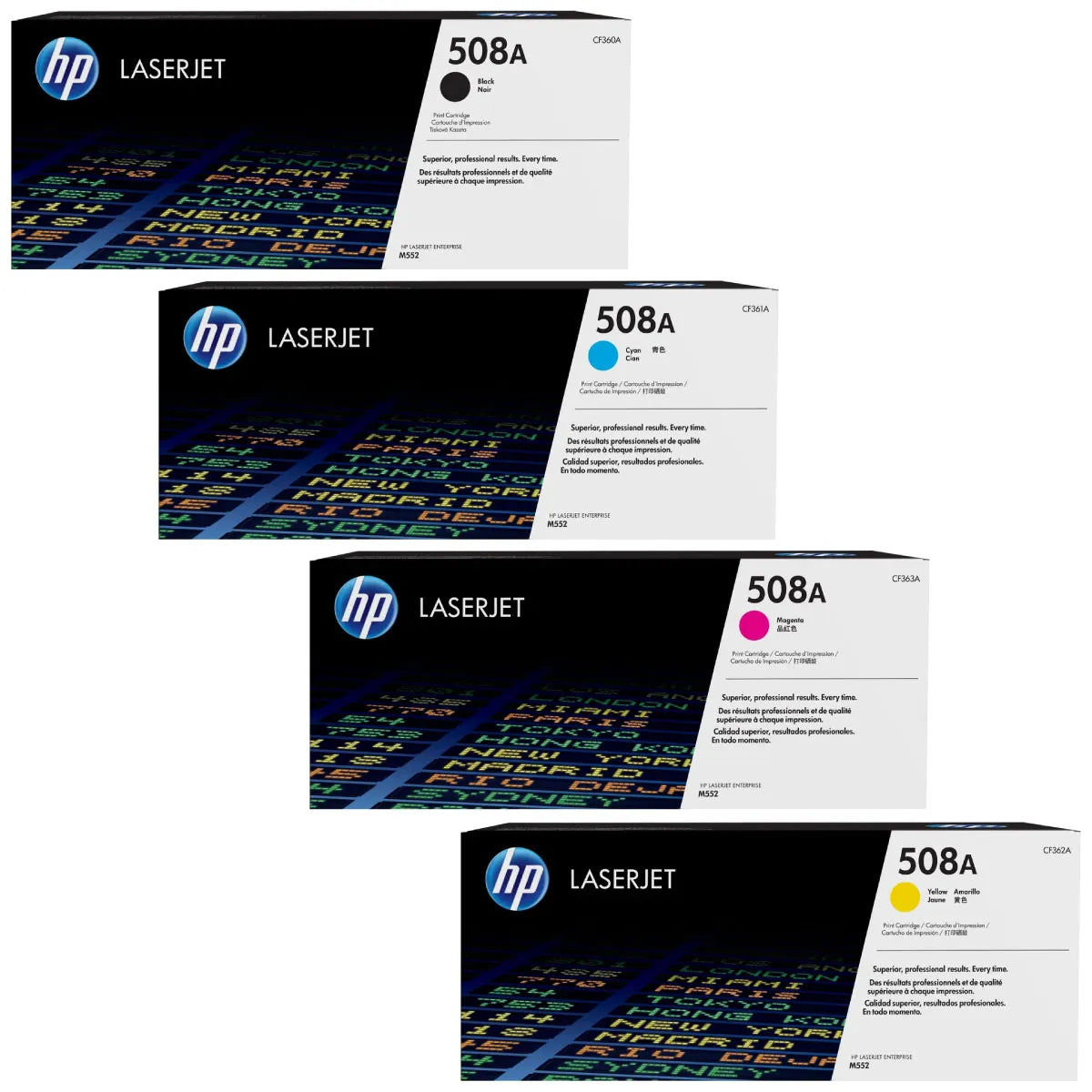 HP 508A / CF360A / CF361A / CF362A / CF363A Toner Sparset schwarz, cyan, magenta, gelb (4 Stück)