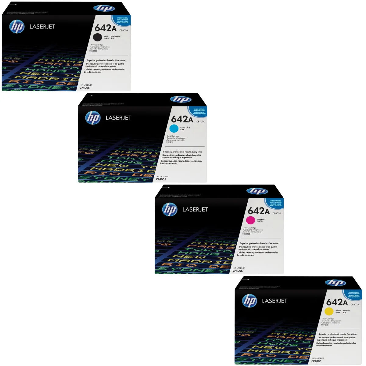 HP 642A / CB400A / CB401A / CB402A / CB403A Toner Sparset schwarz, cyan, magenta, gelb (4 Stück)