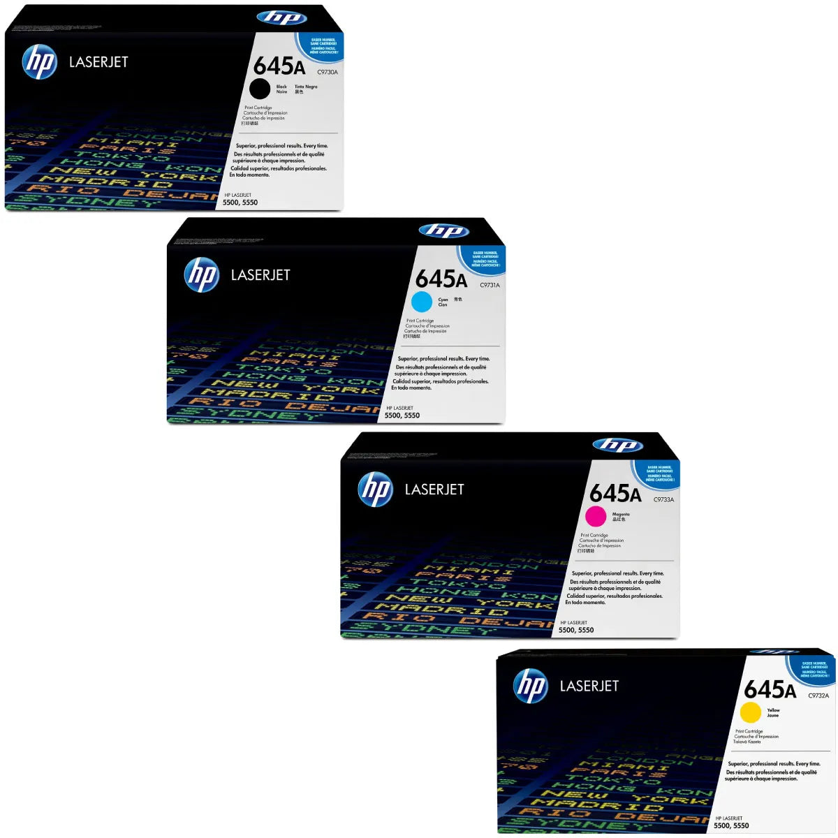 HP 645A / C9730A / C9731A / C9732A / C9733A Toner Sparset schwarz, cyan, magenta, gelb (4 Stück)