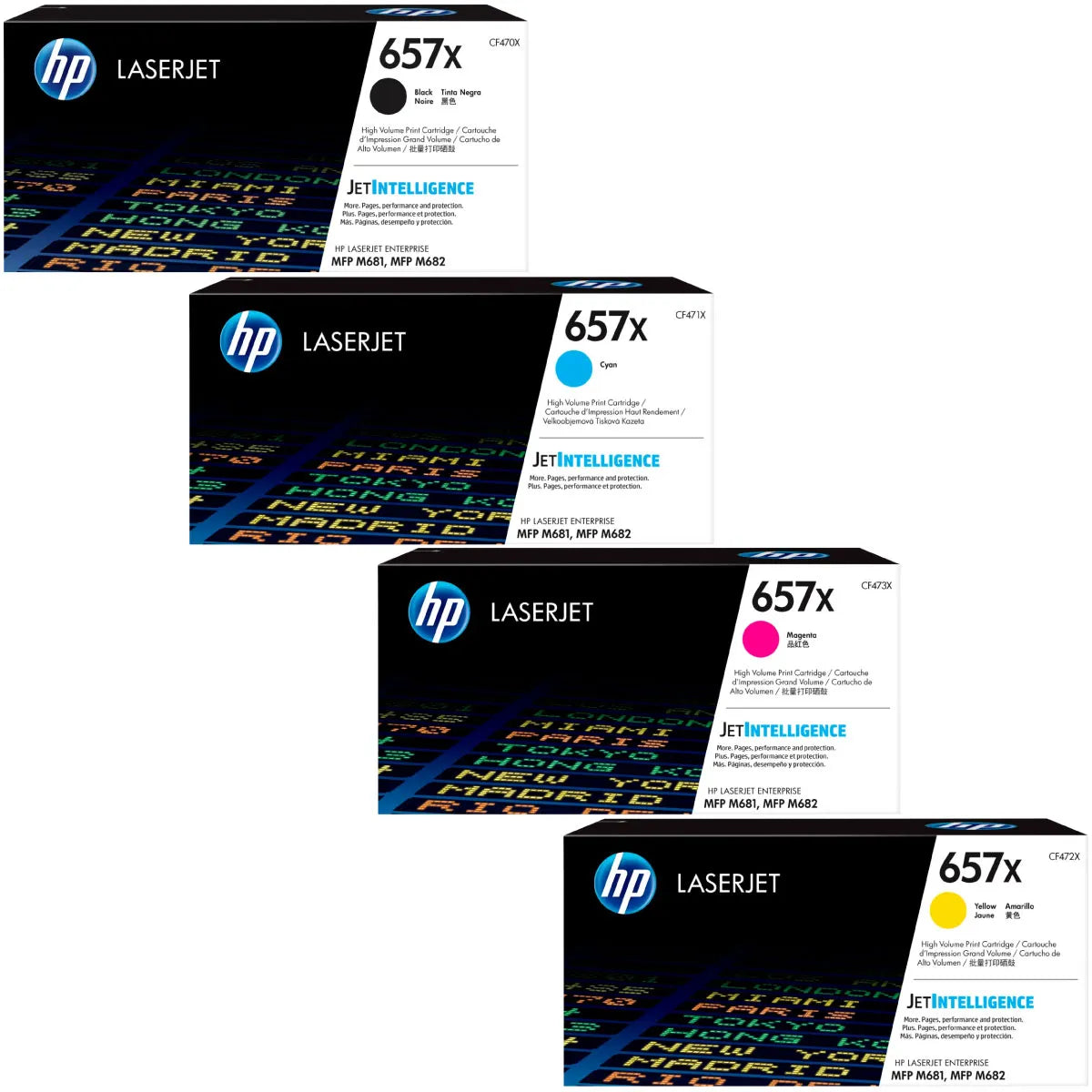 HP 657X / CF470X / CF471X / CF472X / CF473X Toner Sparset schwarz, cyan, magenta, gelb (4 Stück)
