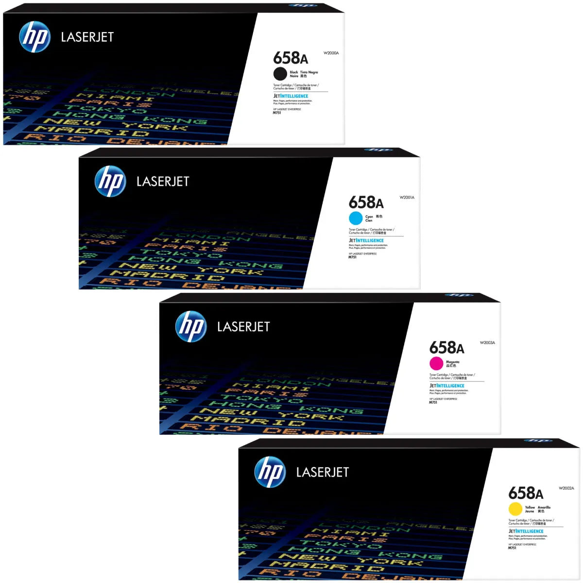 HP 658A / W2000A / W2001A / W2002A / W2003A Toner Sparset schwarz, cyan, magenta, gelb (4 Stück)