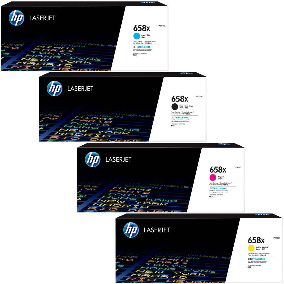 HP 658X / W2000X / W2001X / W2002X / W2003X Toner Sparset schwarz, cyan, magenta, gelb (4 Stück)
