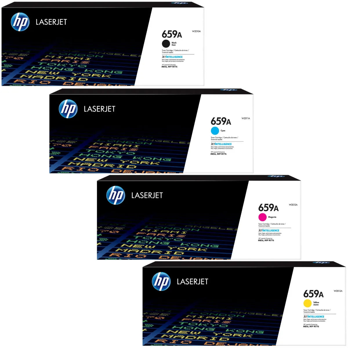 HP 659A / W2010A / W2011A / W2012A / W2013A Toner Sparset schwarz, cyan, magenta, gelb (4 Stück)
