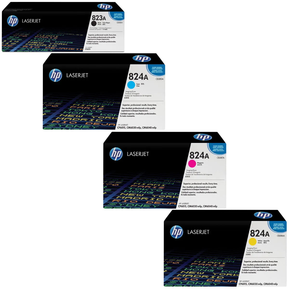 HP 823A & 824A / CB380A / CB381A / CB382A / CB383A Toner Sparset schwarz, cyan, magenta, gelb (4 Stück)