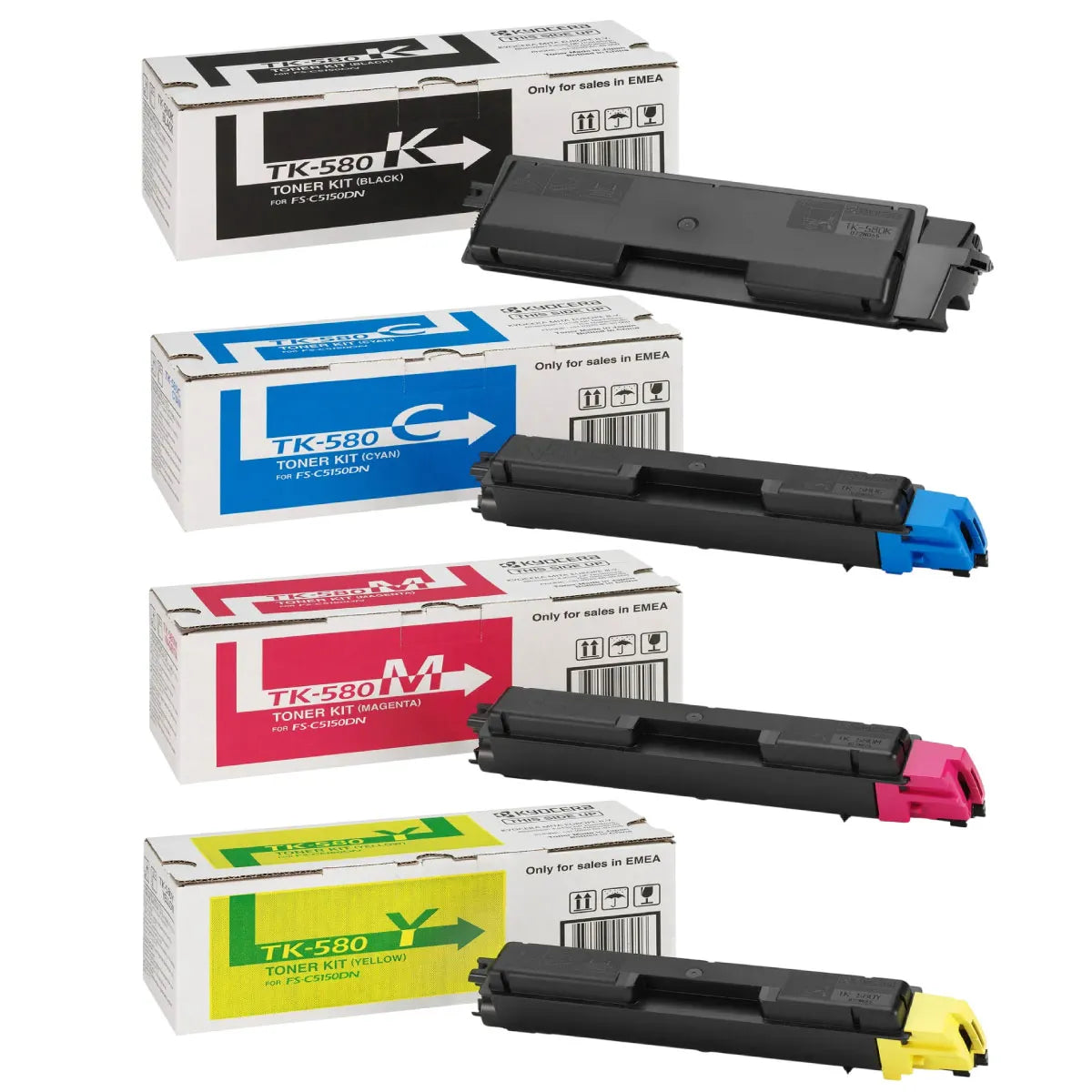 Kyocera TK-580 Toner Sparset schwarz, cyan, magenta, gelb (4 Stück)