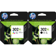 HP 302XL / F6U68AE & F6U67AE Tinten Sparset schwarz, color (2 Stück)