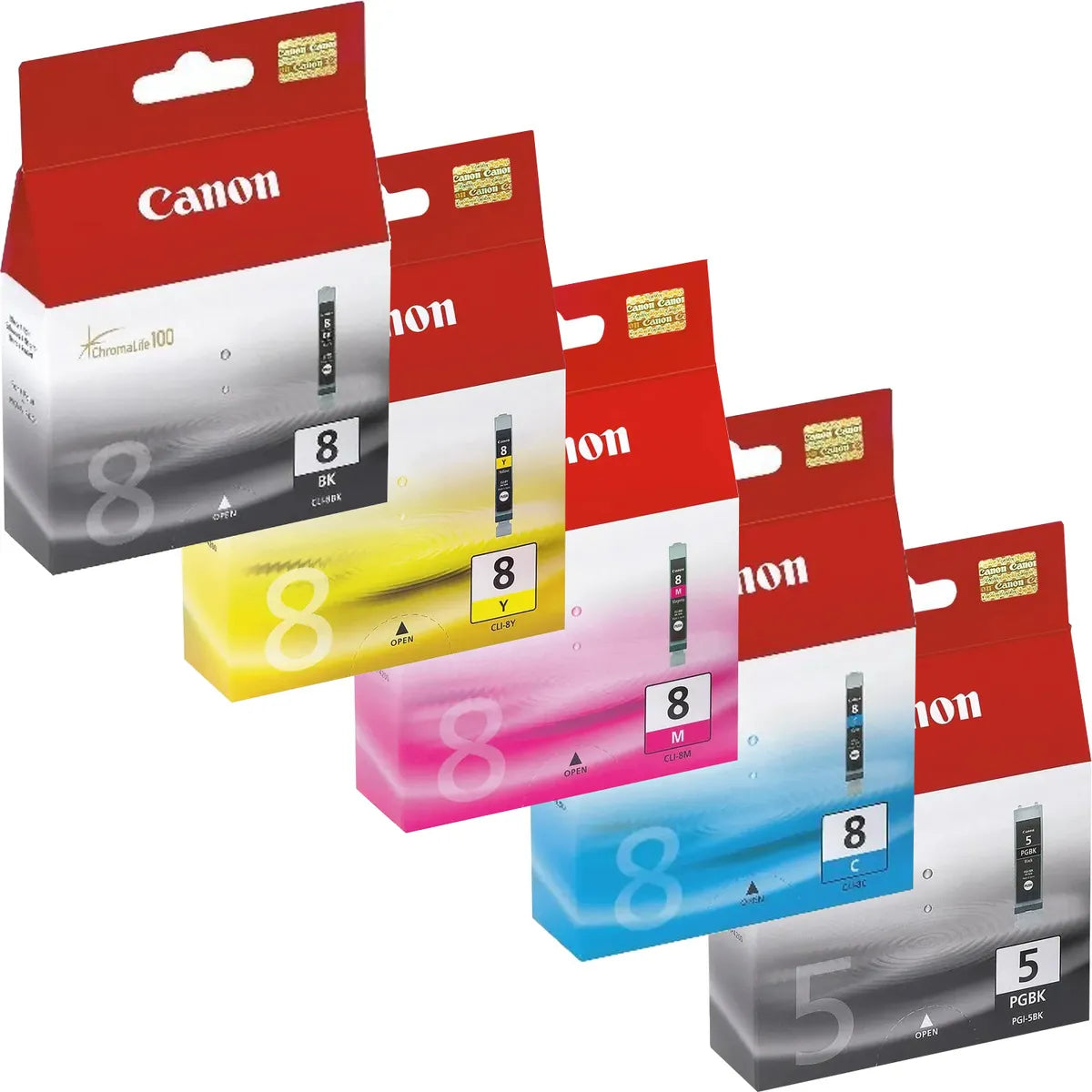 Canon PGI-5 & CLI-8 Tinten Sparset schwarz, cyan, magenta, gelb, photo schwarz (5 Stück)