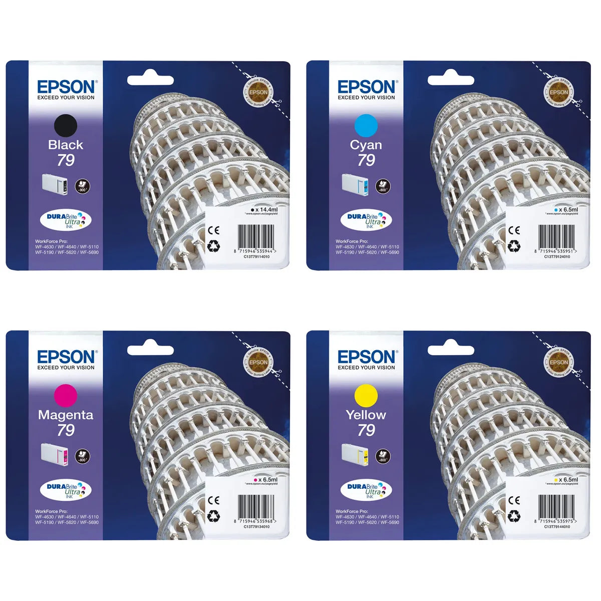 Epson 79 / T7911 & T7912 & T7913 & T7914 Tinten Sparset schwarz, cyan, magenta, gelb (4 Stück)