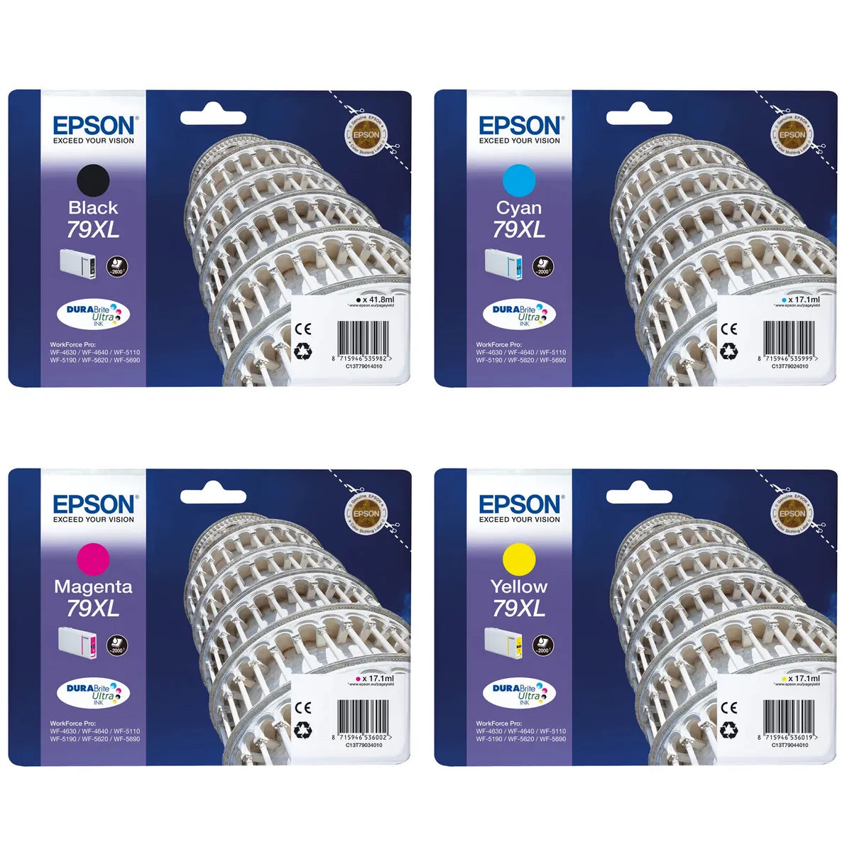 Epson 79XL / T7901 &  T7902 & T7903 & T7904 Tinten Sparset schwarz, cyan, magenta, gelb (4 Stück)