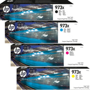 HP 973X / L0S07AE / F6T81AE / F6T82AE / F6T83AE Tinten Sparset schwarz, cyan, magenta, gelb (4 Stück)
