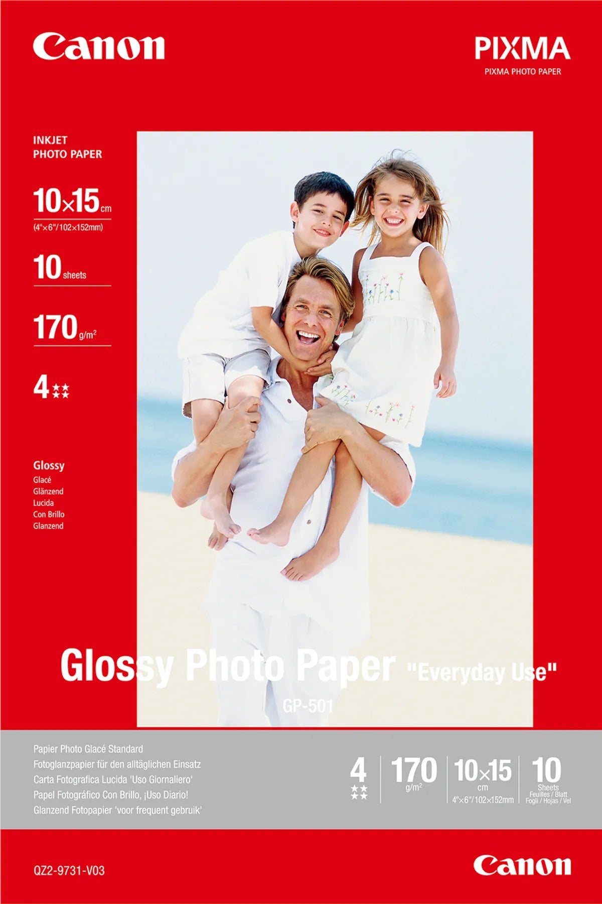 Canon GP-501 / 0775B005 / Glossy Fotopapier weiß (10,2 x 15,2cm, 4 x 6'', 10 Blatt, 170 g/m²)