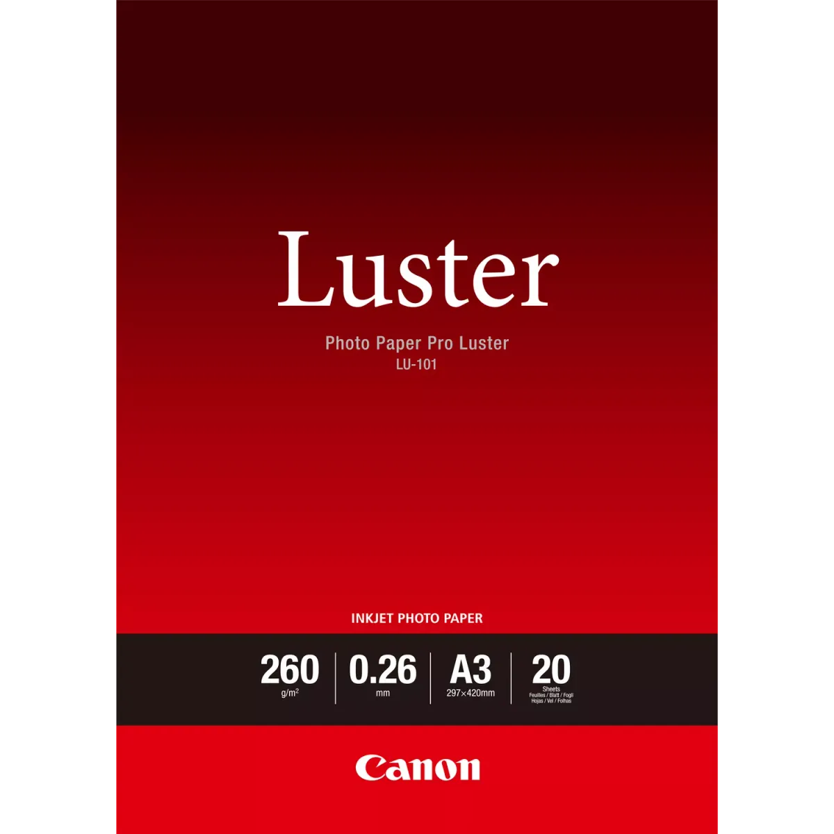 Canon LU-101 / 6211B007 / Luster Fotopapier weiß (29,7 x 42cm (DIN A3), 20 Blatt, 260 g/m²)