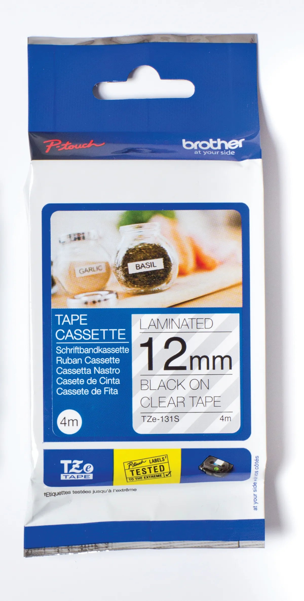 Brother TZE-131S Schriftband schwarz auf transparent (12mm x 4m, laminiert)