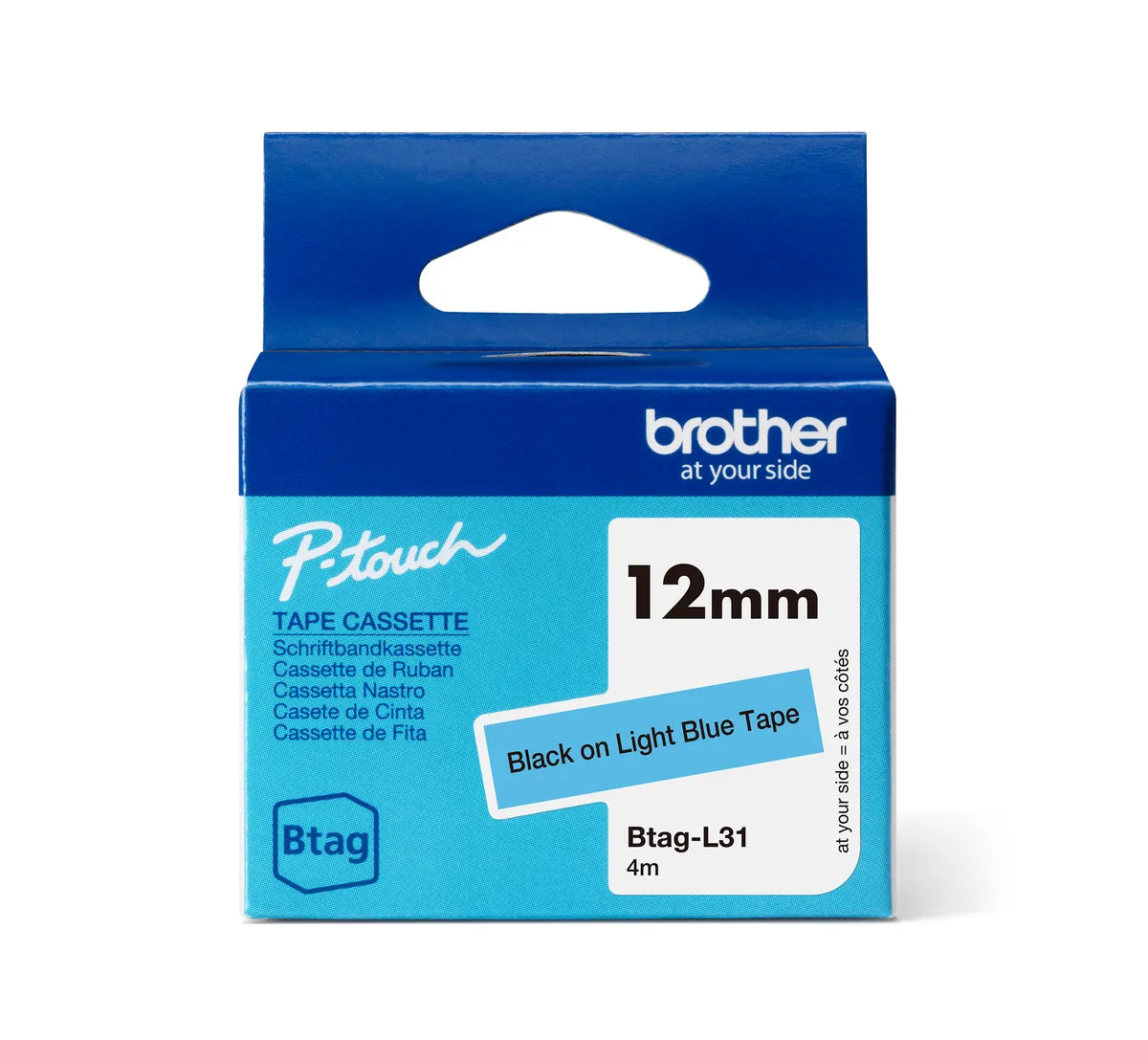 Brother Btag-L31 Schriftband schwarz auf hellblau (12mm x 4m)
