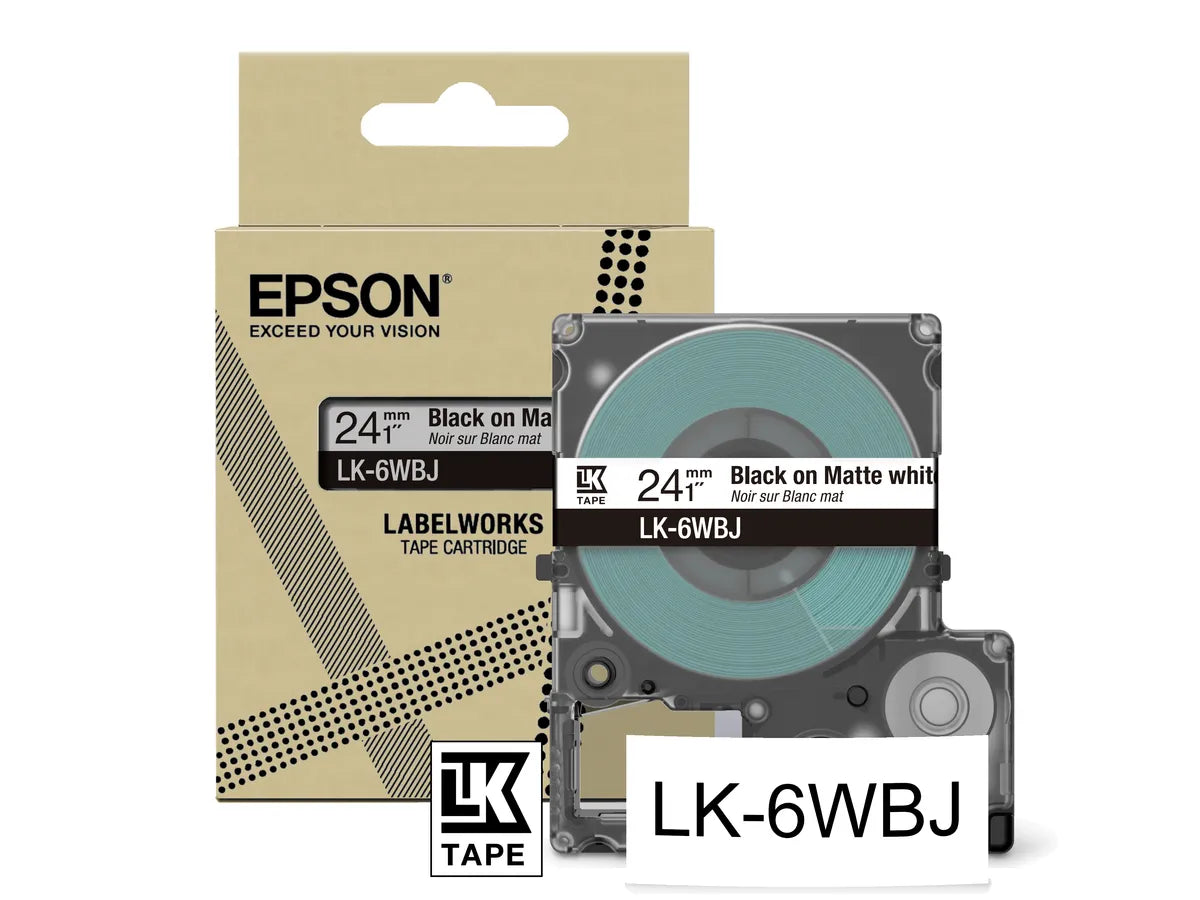 Epson LK-6WBJ / C53S672064 Schriftband schwarz auf matt weiß (24mm x 8m)