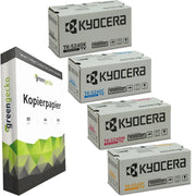Kyocera TK-5240 Toner Sparset schwarz, cyan, magenta, gelb (4 Stück) & green gecko Kopierpapier