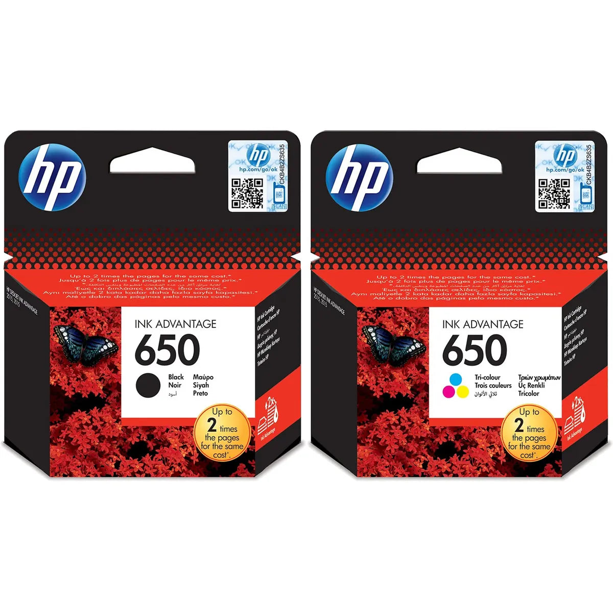 HP 650 / CZ101AE & CZ102AE Tinten Sparset schwarz, color (2 Stück)