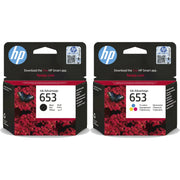 HP 653 / 3YM75AE & 3YM74AE Tinten Sparset schwarz, color (2 Stück)