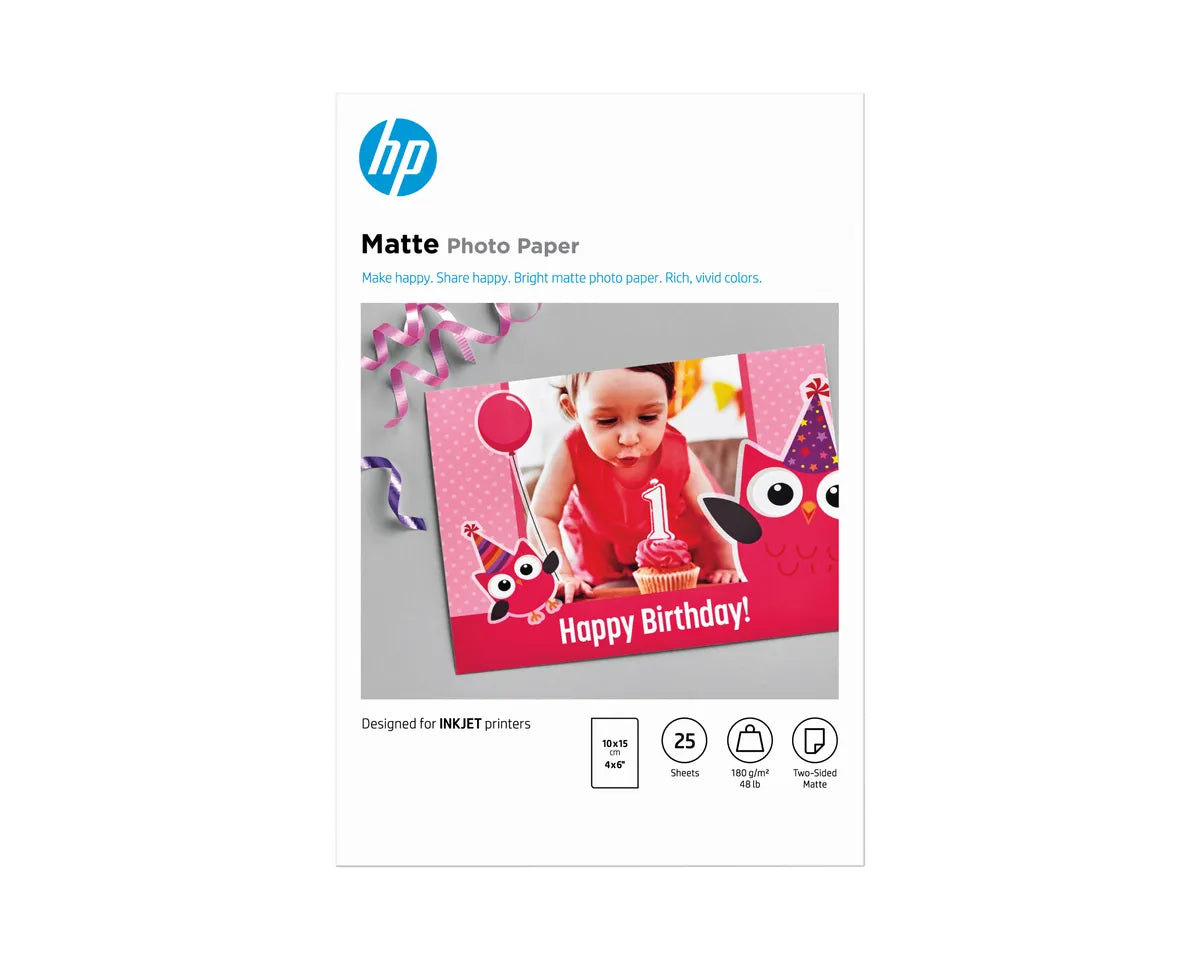 HP 7HF70A Fotopapier weiß matt (10 x 15cm, 4''x 6'', 25 Blatt, 180 g/m²)