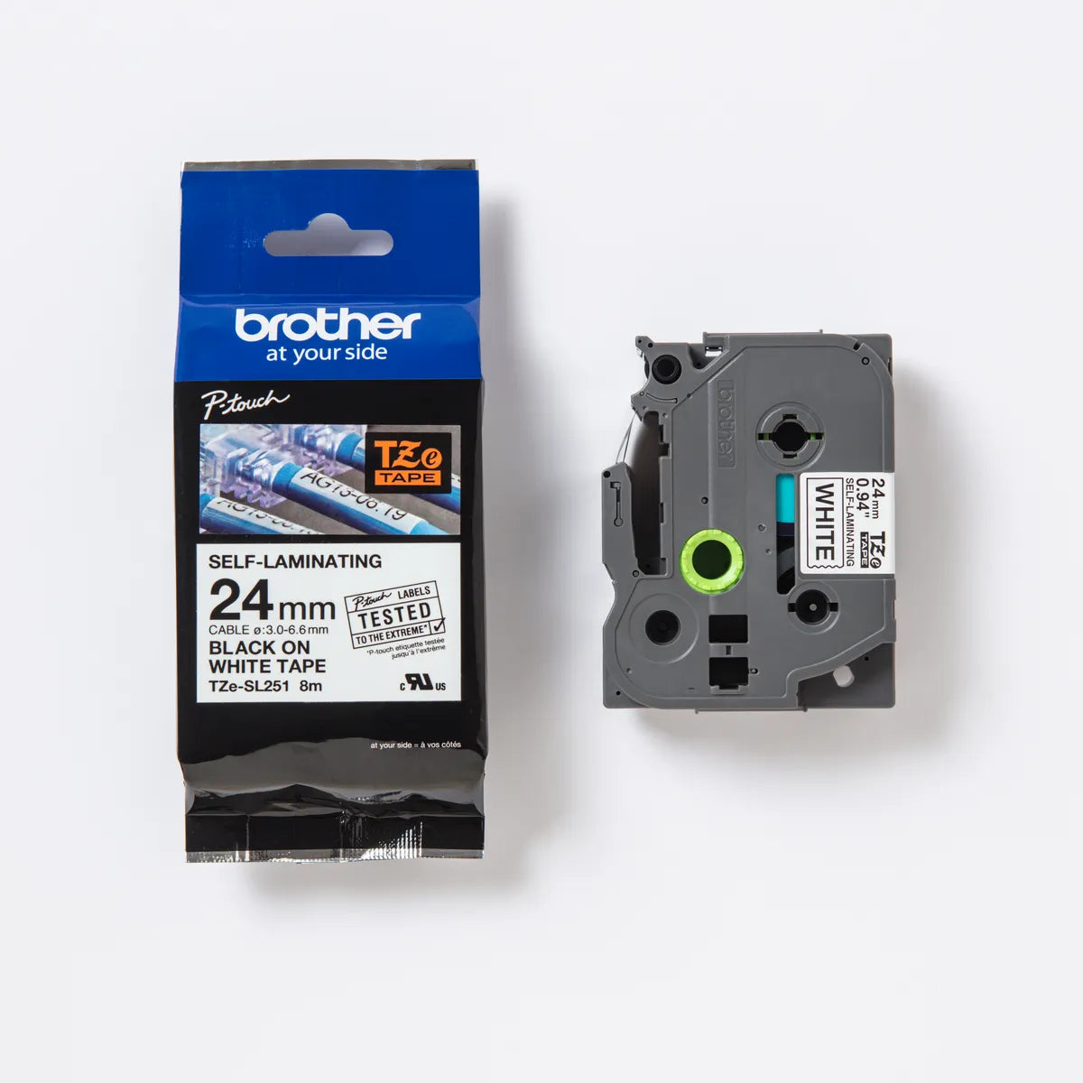 Brother TZe-SL251 Schriftband schwarz auf weiß (24mm x 8m)