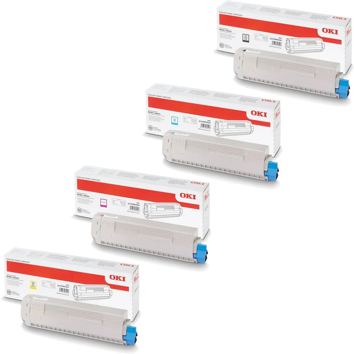 OKI 45862840 / 45862839 / 45862838 / 45862837 Toner Sparset schwarz, cyan, magenta, gelb (4 Stück)