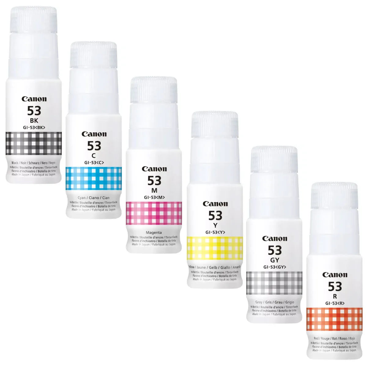 Canon GI-53 Tinten Sparset schwarz, cyan, magenta, gelb, grau, rot (6 Stück)